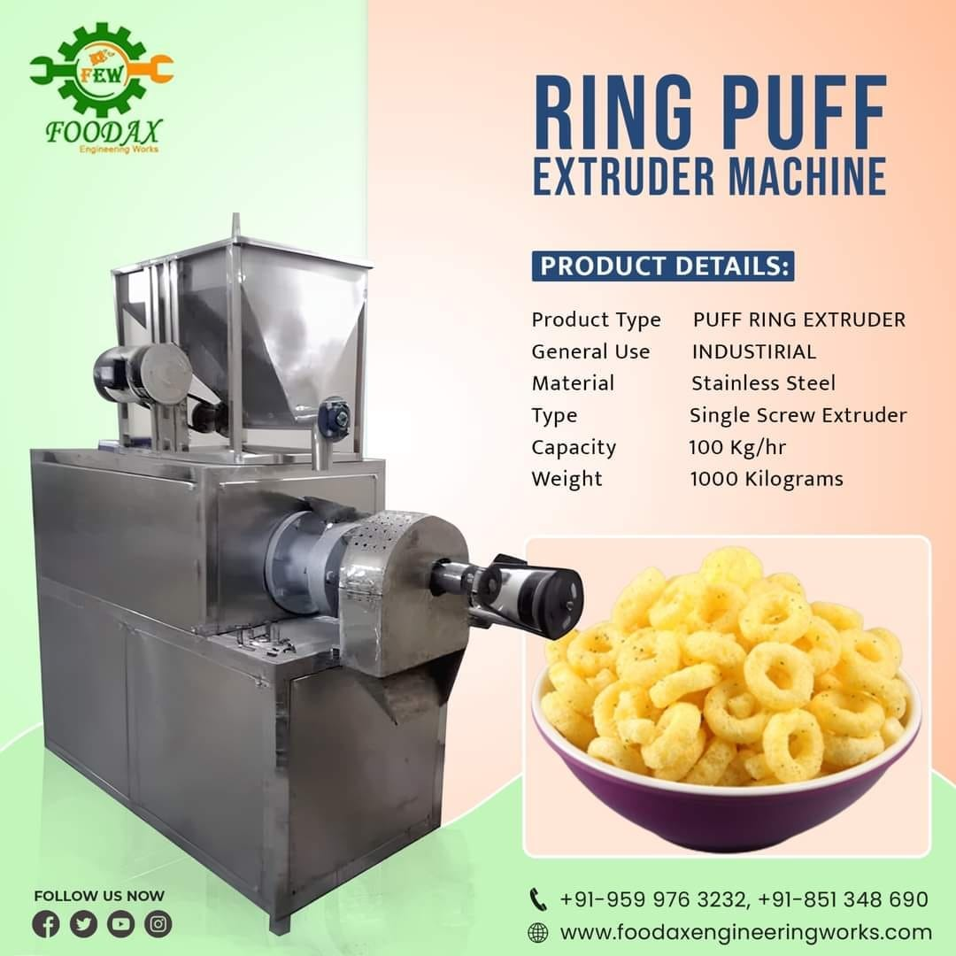 Ring Corn Puff Extruder Machine manufactured by Foodax Engineering Works, Ghaziabad